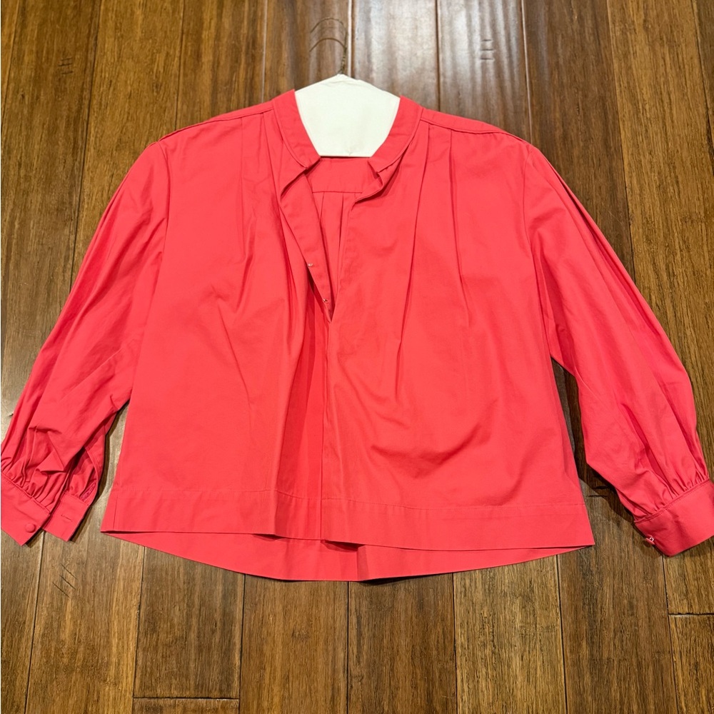 CO Pink Blouse with Mandarin Collar and Relaxed Fit